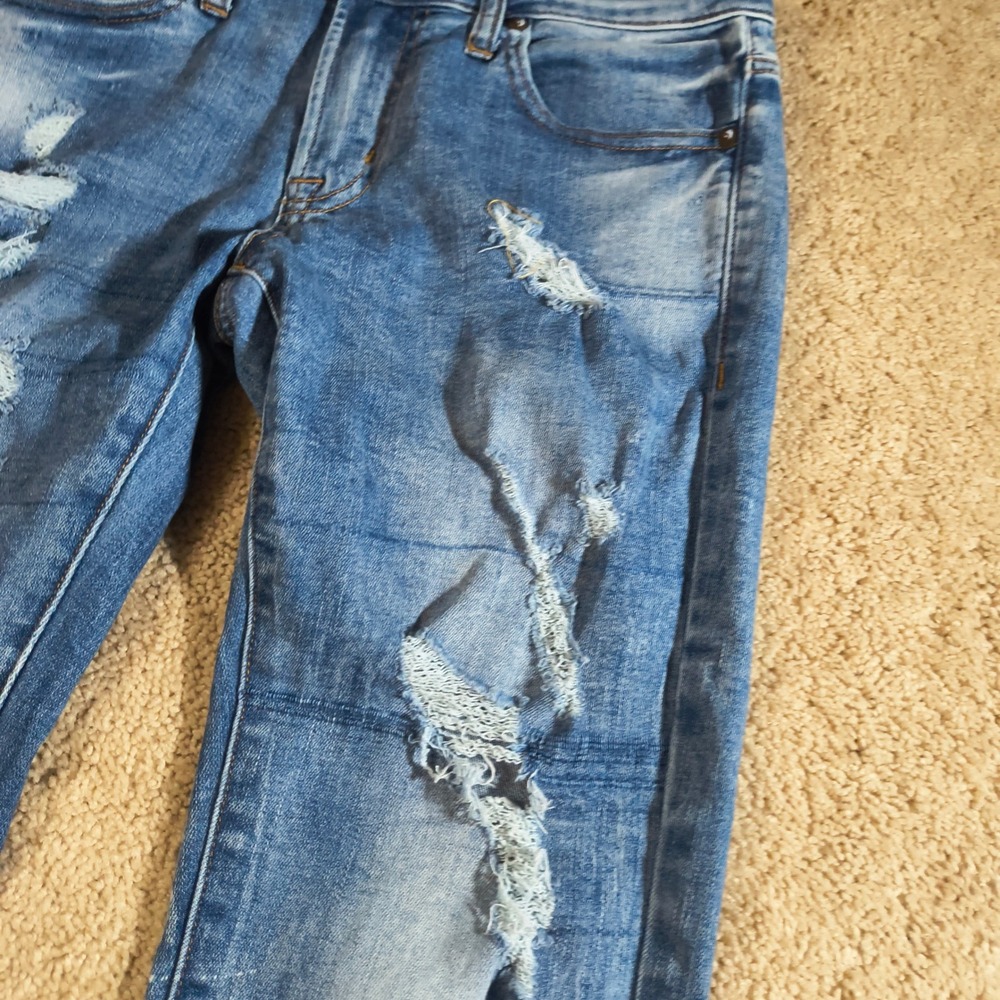 American Eagle NE(X)T Level Flex Skinny Ripped‎ Distressed Denim Jeans Mens - Picture 6 of 13